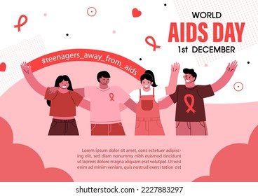 Poster campaign of world AIDS day in teenager concept and flat style