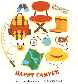 poster with camper elements - vector illustration, eps