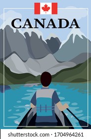 Poster Canada (mountains, man, water)