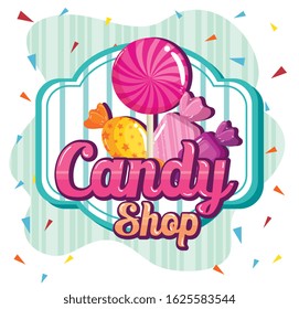poster of candy shop with caramels vector illustration design