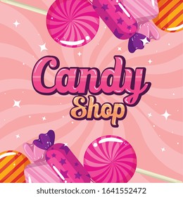poster of candy shop with frame caramels vector illustration design