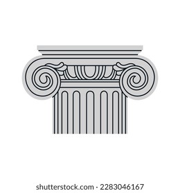 Poster with a capital, classical architectural order made of marble or gypsum. Ancient Greek and Roman art concept. Sculpture, architecture. Hand drawn vector illustration isolated on white background