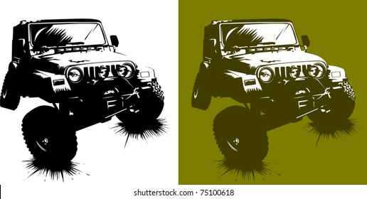 poster of the car monster truck; (vector-illustration);