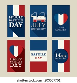 Poster or Card for 14th of July Bastille Day. Retro Style. 