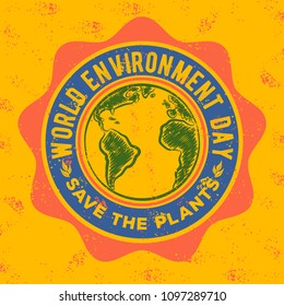 Poster, card or banner for World environment day in vintage style.