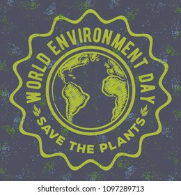 Poster, card or banner for World environment day in vintage style.