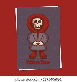 Poster and card with character design for halloween holiday concept
