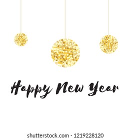 Poster. Card. Happy New Year 2019 card with gold detail