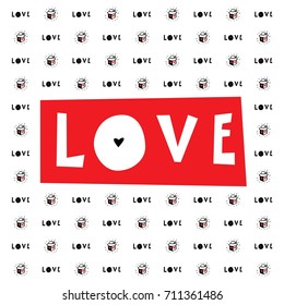 Poster or card with a picture of jars with hearts, love and Valentine's day