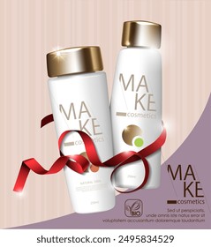 Poster with care cosmetics. Vector illustration