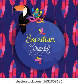 poster of carnival brazilian with toucan and decoration vector illustration design