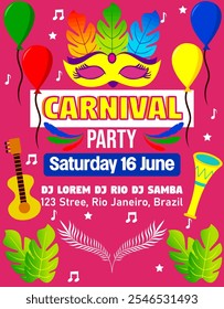 a poster for a carnival party with a pink background
