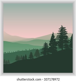 Poster Carpathian Mountains. Vector eps10