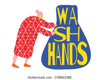 Poster with Cartoon Men and Positive Phrase to Stop COVID 19. Get Well Card. Medical Illustration for Coronavirus Recovery. Greeting Vector Postcard with Positive Doctors. Retro Health Care Banner.