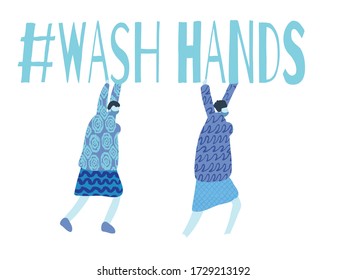 Poster with Cartoon Men and Positive Phrase to Stop COVID 19. Get Well Card. Medical Illustration for Coronavirus Recovery. Greeting Vector Postcard with Positive Doctors. Retro Health Care Banner.