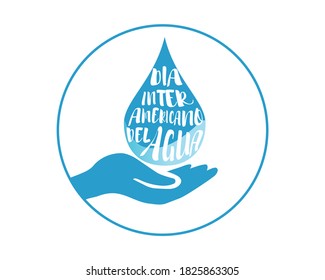 Poster to celebrate "Inter American Water Day". Banner to celebrate the importance of water. Text in Spanish.