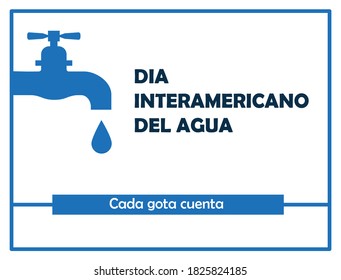 Poster to celebrate "Inter-American Water Day" with the slogan "Every drop counts." Banner to celebrate the importance of water. Text in Spanish.