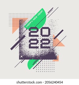 A poster for the celebration of the New Year 2022. A composition of geometric shapes. A template for your design.