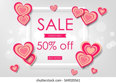 Poster for the celebration of Valentine's Day. Holiday Sale. Creative design.