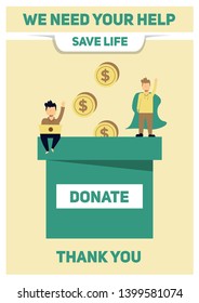 Poster Charity and Donation Flat Vector Illustration, Simple and Minimalism