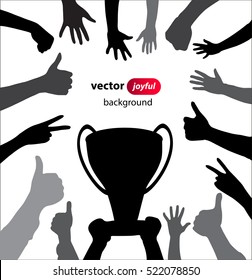 Poster with cheering people