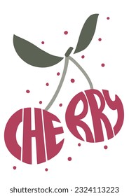 Afiche con cereza y texto escrito a mano