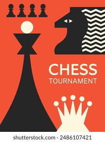 Poster for chess tournament. Abstract chess design vector illustration.