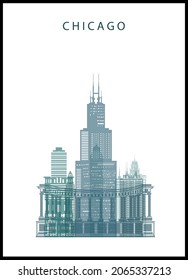 Poster of Chicago - vector illustration