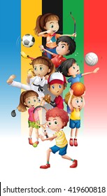 Poster of children doing different sports illustration