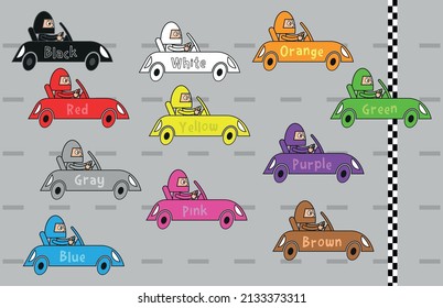 Poster for children learning colors on car racing