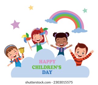 A poster for the children's day with the words happy children's day