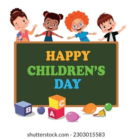 A poster for the children's day with the words happy children's day