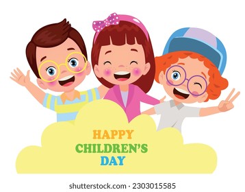 Afiche del día de los niños con las palabras feliz día de los niños