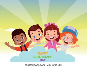 A poster for the children's day with the words happy children's day