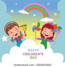 A poster for the children's day with the words happy children's day