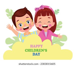 A poster for the children's day with the words happy children's day