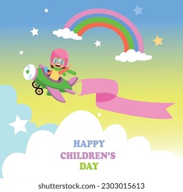 A poster for the children's day with the words happy children's day