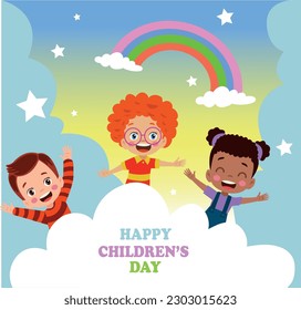 A poster for the children's day with the words happy children's day