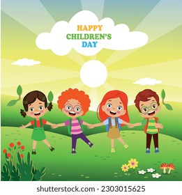 A poster for the children's day with the words happy children's day