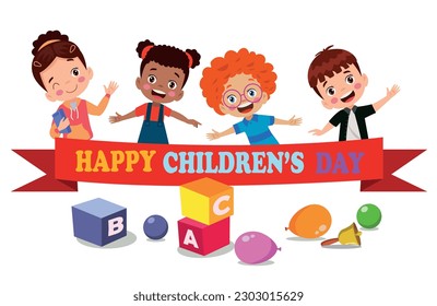 A poster for the children's day with the words happy children's day