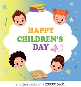 A poster for the children's day with the words happy children's day