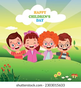 A poster for the children's day with the words happy children's day