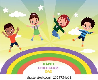 A poster for the children's day with the words happy children's day