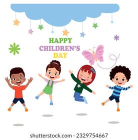 A poster for the children's day with the words happy children's day