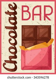 Poster with chocolate bar in retro style.