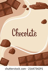 Poster with chocolate. Cartoon design.
