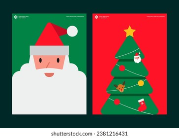 Poster der Weihnachtszeit. Eine Reihe flacher Vektorgrafiken. 25. Dezember. Minimalistisch, geometrisch, Hintergrundmuster, Symbol. Perfekt für Poster, Medienbanner, Cover oder Postkarte.