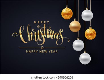 Poster Christmas Background Flat Design Text Stock Vector (Royalty Free ...