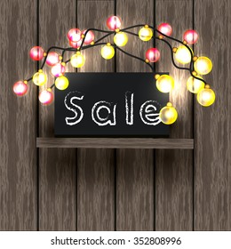 Poster for Christmas Sale on wood background.