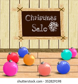 Poster for Christmas sale on wood background
